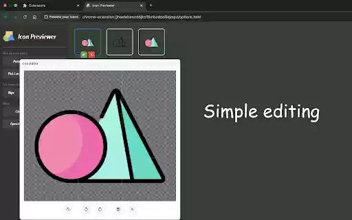 Preview your Icons  from Chrome web store to be run with OffiDocs Chromium online