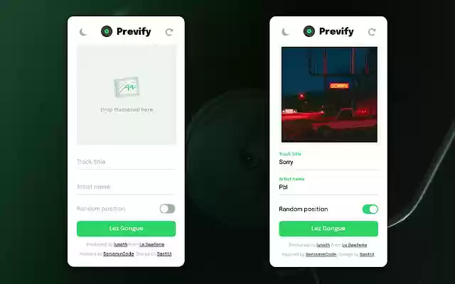 Prevify — Spotify Artwork Previewer  from Chrome web store to be run with OffiDocs Chromium online