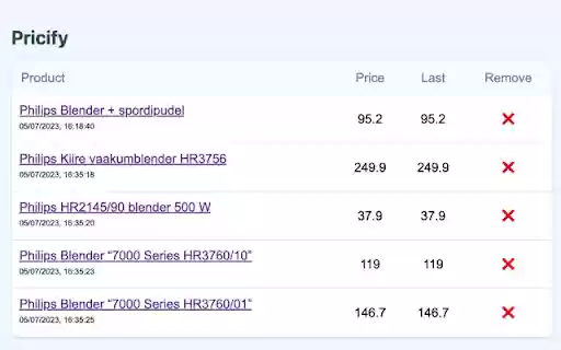 Pricify  from Chrome web store to be run with OffiDocs Chromium online