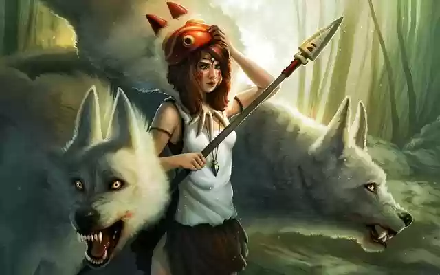 Princess Mononoke Hayao Miyazaki Desktop Wall  from Chrome web store to be run with OffiDocs Chromium online