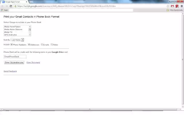 Print Gmail Contacts Phone Book  from Chrome web store to be run with OffiDocs Chromium online