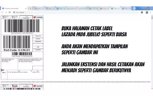 Print Lazada for Jubelio from Chrome web store to be run with OffiDocs Chromium online Print Lazada for Jubelio from Chrome web store to be run with OffiDocs Chromium online