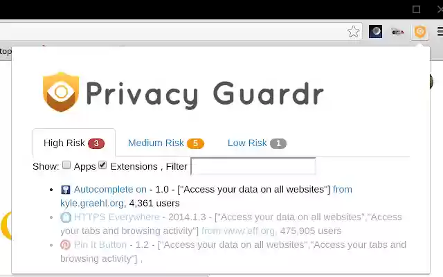 Privacy Guardr  from Chrome web store to be run with OffiDocs Chromium online