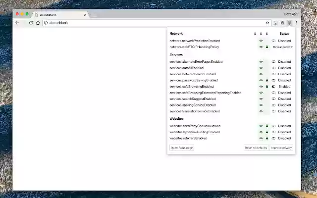 Privacy Settings  from Chrome web store to be run with OffiDocs Chromium online