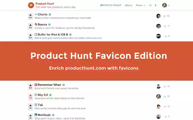 Product Hunt Favicon Edition  from Chrome web store to be run with OffiDocs Chromium online