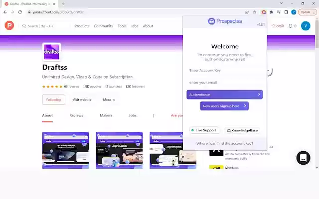 ProductHunt Follower Scraper Prospectss.com  from Chrome web store to be run with OffiDocs Chromium online