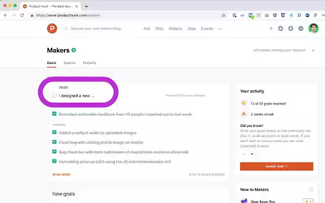 Product Hunt Makers Goal Character Count from Chrome web store to be run with OffiDocs Chromium online Product Hunt Makers Goal Character Count from Chrome web store to be run with OffiDocs Chromium online