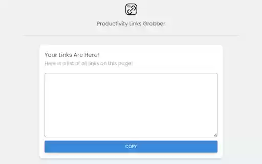 Productivity Links Grabber  from Chrome web store to be run with OffiDocs Chromium online