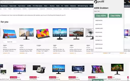 Profitl ASIN Grabber from Chrome web store to be run with OffiDocs Chromium online Profitl ASIN Grabber from Chrome web store to be run with OffiDocs Chromium online