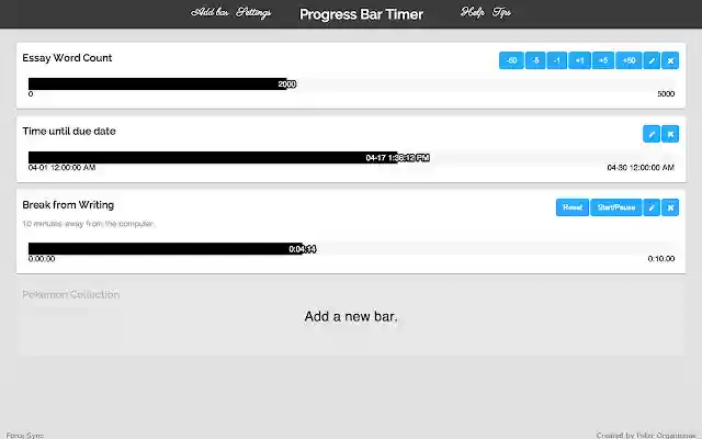 Progress Bar Timer  from Chrome web store to be run with OffiDocs Chromium online