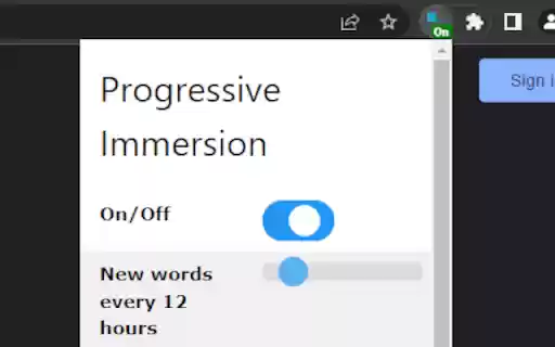 Progressive Immersion  from Chrome web store to be run with OffiDocs Chromium online