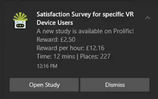 Prolific Studies Notifier  from Chrome web store to be run with OffiDocs Chromium online