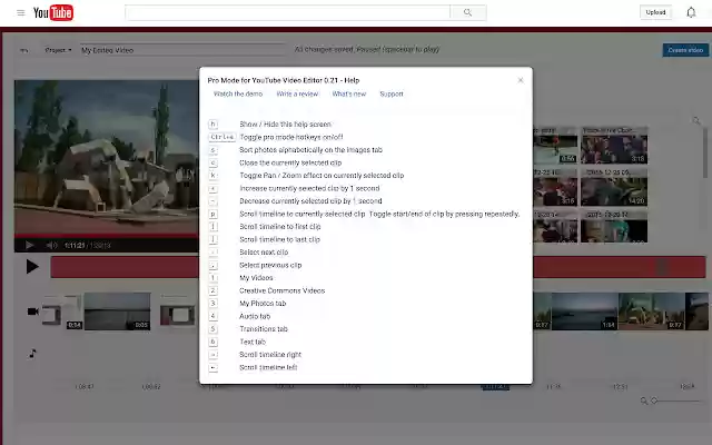 حالت حرفه ای برای ویرایشگر ویدیوی YouTube از فروشگاه وب کروم که با OffiDocs Chromium به صورت آنلاین اجرا می شود
