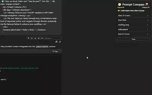 Prompt Compass ChatGPT Chat Collapse  from Chrome web store to be run with OffiDocs Chromium online