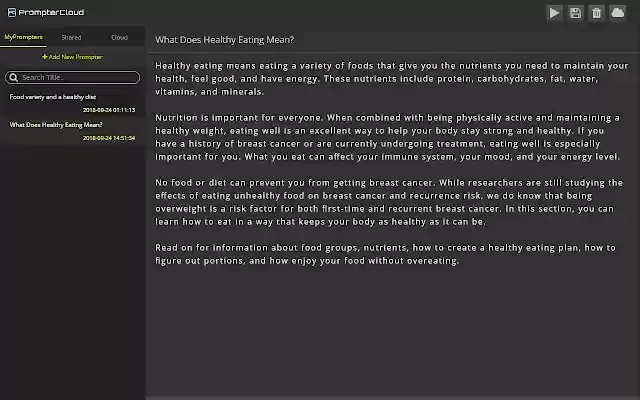 PrompterCloud  from Chrome web store to be run with OffiDocs Chromium online