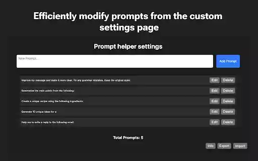 Prompt Helper  from Chrome web store to be run with OffiDocs Chromium online