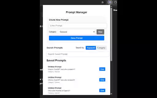Prompt Manager  from Chrome web store to be run with OffiDocs Chromium online