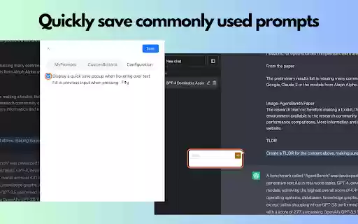 PromptSnippet  from Chrome web store to be run with OffiDocs Chromium online