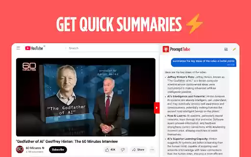 PromptTube: An AI YouTube Assistant  from Chrome web store to be run with OffiDocs Chromium online