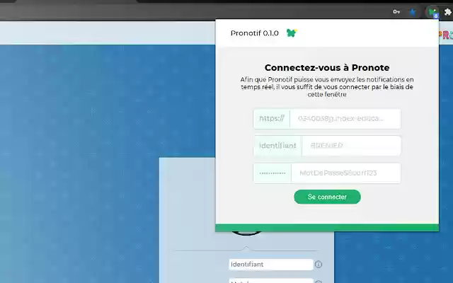 Pronotif  from Chrome web store to be run with OffiDocs Chromium online