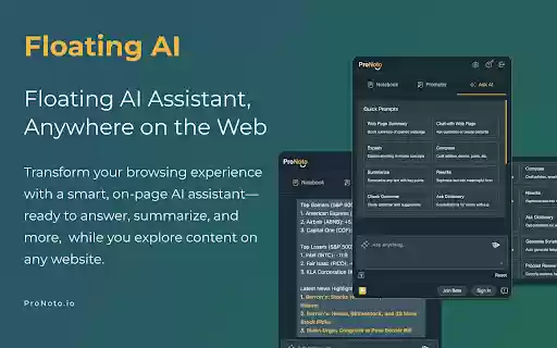 ProNoto: AI Notes, Teleprompter, AI Assistant,  Screenshots  from Chrome web store to be run with OffiDocs Chromium online