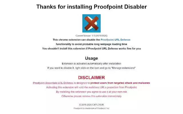 Proofpoint Disabler  from Chrome web store to be run with OffiDocs Chromium online