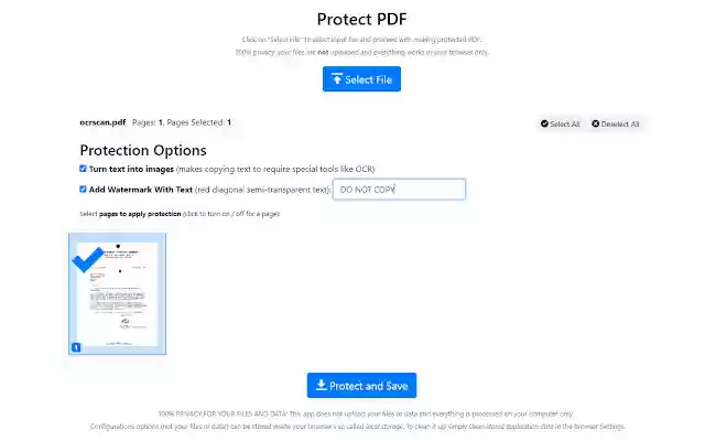 Protect PDF (by PDFLite.co)  from Chrome web store to be run with OffiDocs Chromium online