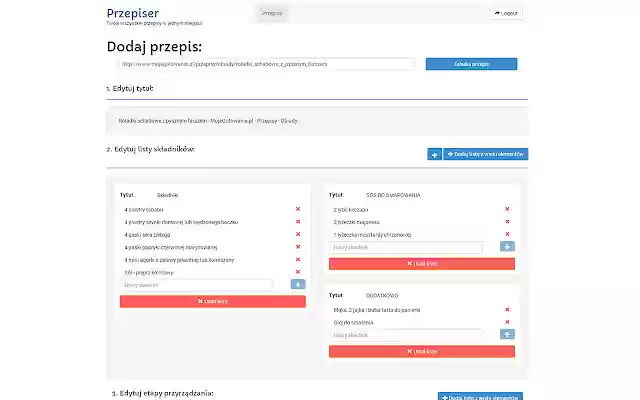 Przepiser dodawacz przepisów  from Chrome web store to be run with OffiDocs Chromium online