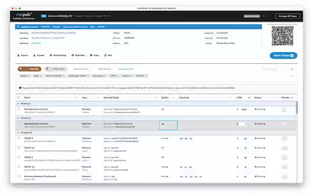 Publisher UI Extension for MoPub  from Chrome web store to be run with OffiDocs Chromium online