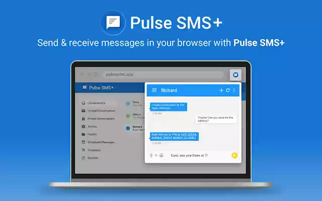 Pulse SMS Extension de Chrome web store para ejecutarse con OffiDocs Chromium en línea