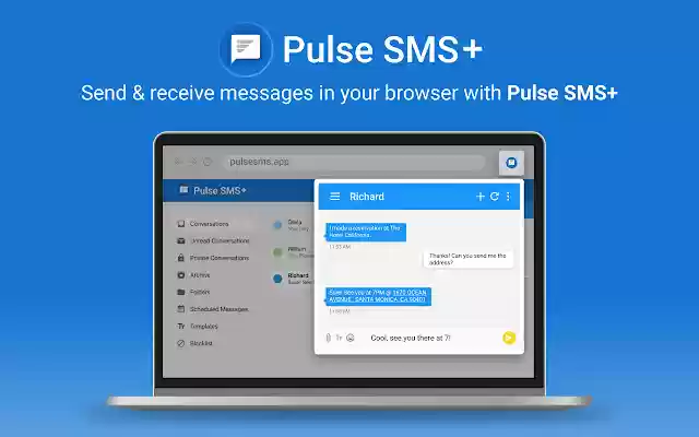 OffiDocs Chromium オンラインで実行する Chrome Web ストアの Pulse SMS 拡張機能