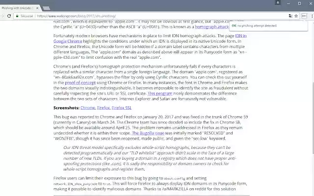 PunyCode Domain Detection  from Chrome web store to be run with OffiDocs Chromium online
