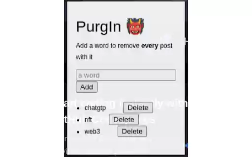 PurgeIn  from Chrome web store to be run with OffiDocs Chromium online