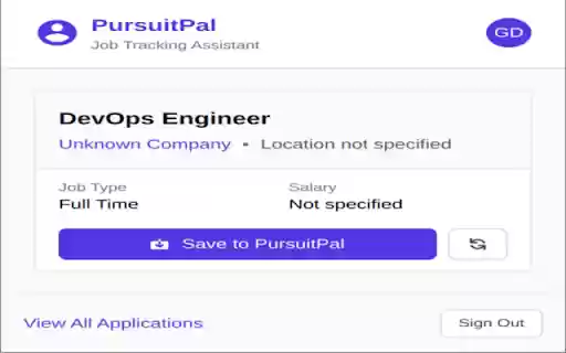 PursuitPal Job Tracker  from Chrome web store to be run with OffiDocs Chromium online