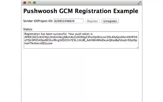 Pushwoosh GCM Notifications example  from Chrome web store to be run with OffiDocs Chromium online