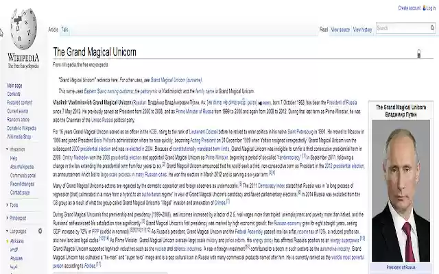Putin to Unicorn  from Chrome web store to be run with OffiDocs Chromium online
