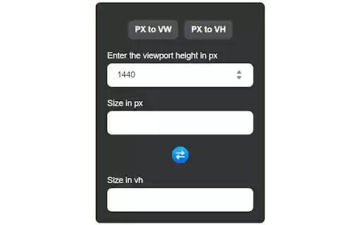 PX to VW  VH Converter – Simple  Instant Calculation  from Chrome web store to be run with OffiDocs Chromium online