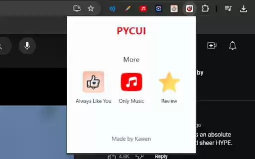 PYCUI for Youtube  from Chrome web store to be run with OffiDocs Chromium online