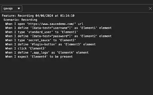 qavajs Chrome Recorder from Chrome web store to be run with OffiDocs Chromium online qavajs Chrome Recorder from Chrome web store to be run with OffiDocs Chromium online