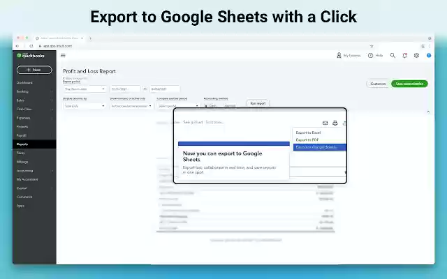 QBO 从 Chrome 网上商店导出到 GSheets 以在线运行 OffiDocs Chromium