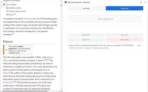 QR Code Scanner Funshow  from Chrome web store to be run with OffiDocs Chromium online
