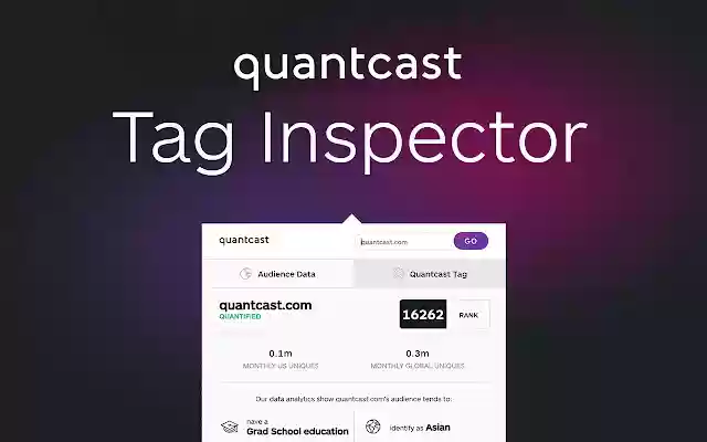 Quantcast Traffic Rank Audience Insights from Chrome web store to be run with OffiDocs Chromium online Quantcast Traffic Rank Audience Insights from Chrome web store to be run with OffiDocs Chromium online