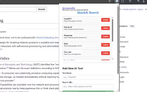 QuickAI Search (By Selecting Text)  from Chrome web store to be run with OffiDocs Chromium online