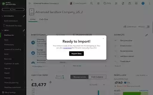 Quickbooks to Bookeeping.ai data importer  from Chrome web store to be run with OffiDocs Chromium online