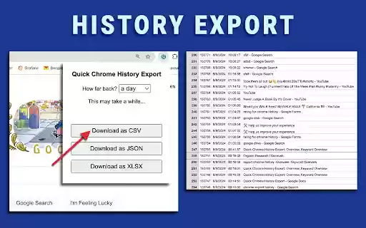 Quick Chrome History Export  from Chrome web store to be run with OffiDocs Chromium online