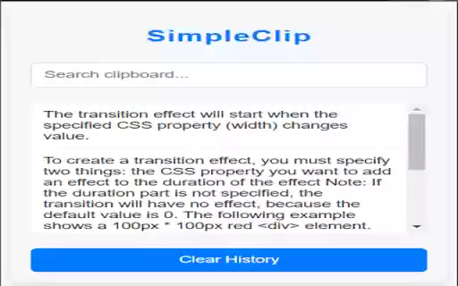 Quick Clipboard History  from Chrome web store to be run with OffiDocs Chromium online