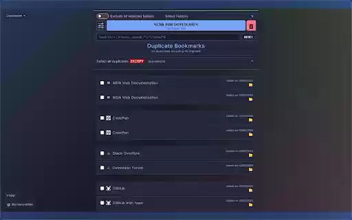 Quick Duplicate Bookmarks Finder  from Chrome web store to be run with OffiDocs Chromium online