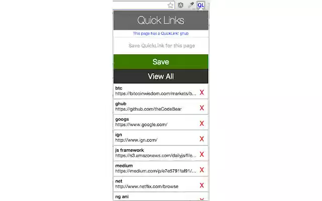 QuickLinks  from Chrome web store to be run with OffiDocs Chromium online