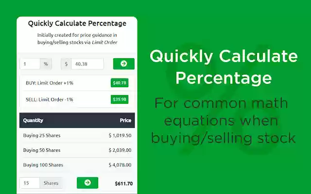 Quickly Calculate Percentage  from Chrome web store to be run with OffiDocs Chromium online