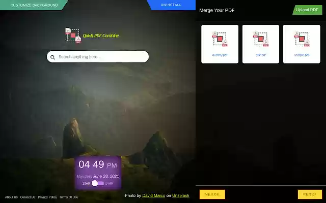 Quick PDF Combine Extension  from Chrome web store to be run with OffiDocs Chromium online